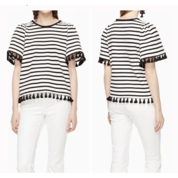 Brooke Street by Kate Spade Striped Flutter Tassel Shirt - Picture 2 of 8